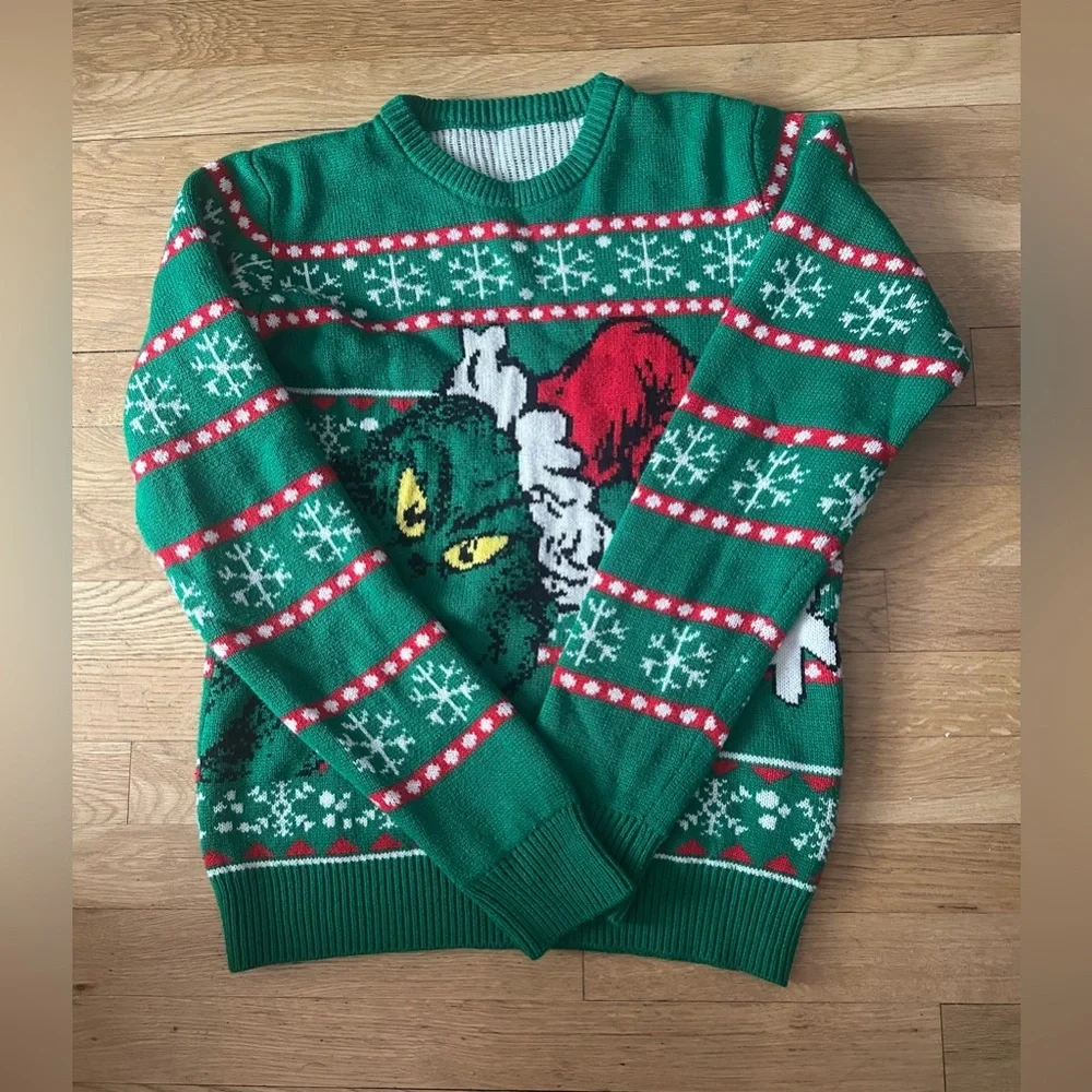 ✨ Grinch Ugly Christmas Sweater Green Knit Holiday Santa Festive‎ ✨
